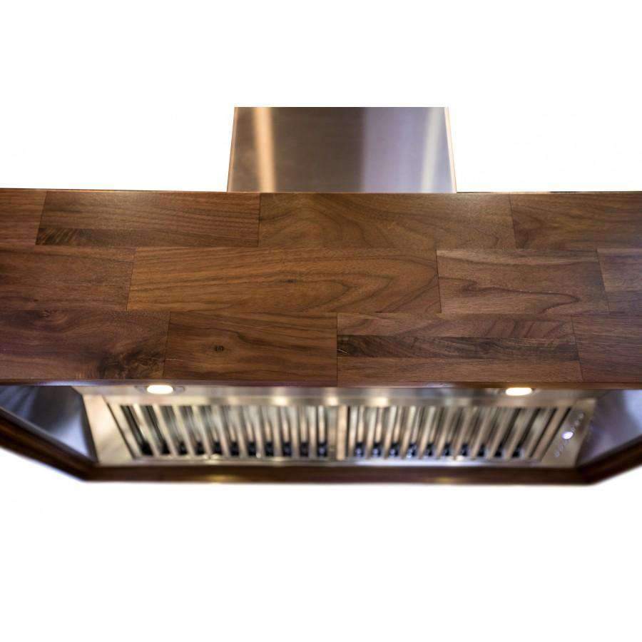 ZLINE 30-Inch Remote Blower Ducted Designer Series Wooden Island Mount Range Hood in Butcher Block (681iW-RD-30)