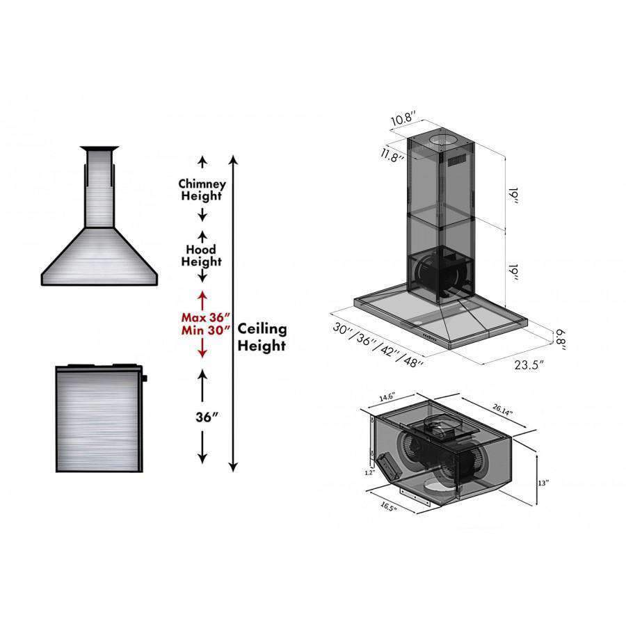 ZLINE 30-Inch Remote Dual Blower Island Range Hood with 700 CFM Motor (GL2i-RD-30)