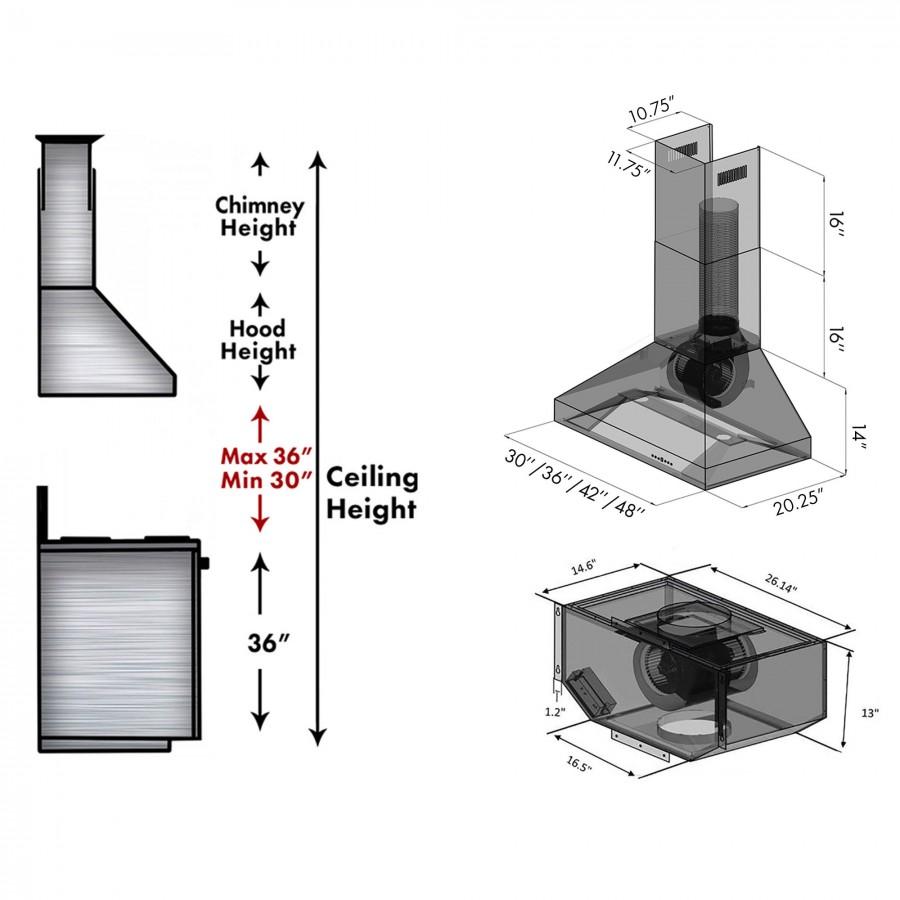 ZLINE 30-Inch Remote Dual Blower Wall Range Hood with 700 CFM Motor (597-RD-30)