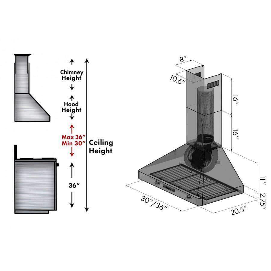 ZLINE 30-Inch Stainless Steel Wall Range Hood (KF2-30)