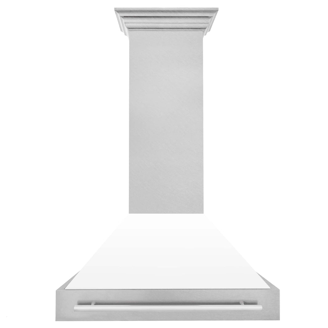 ZLINE 30-Inch Wall Mount Range Hood in DuraSnow® Stainless Steel with White Matte Shell (8654SNX-WM-30)