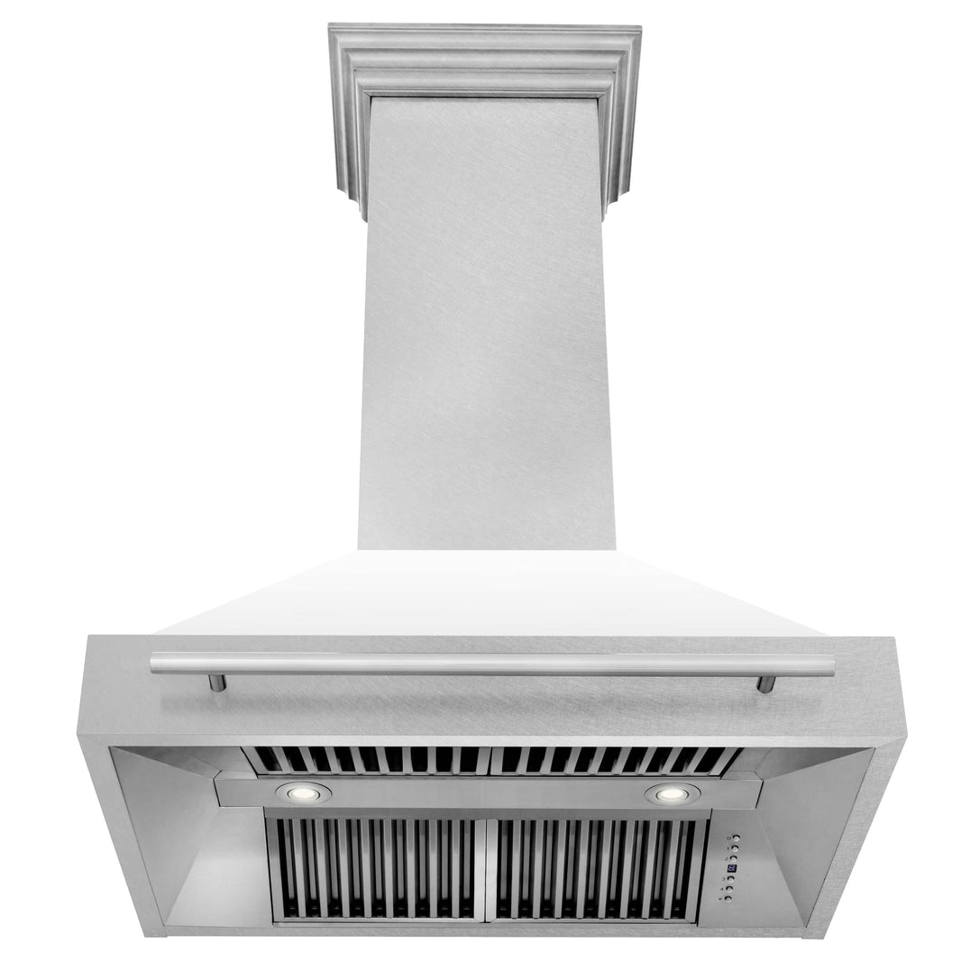 ZLINE 30-Inch Wall Mount Range Hood in DuraSnow® Stainless Steel with White Matte Shell (8654SNX-WM-30)