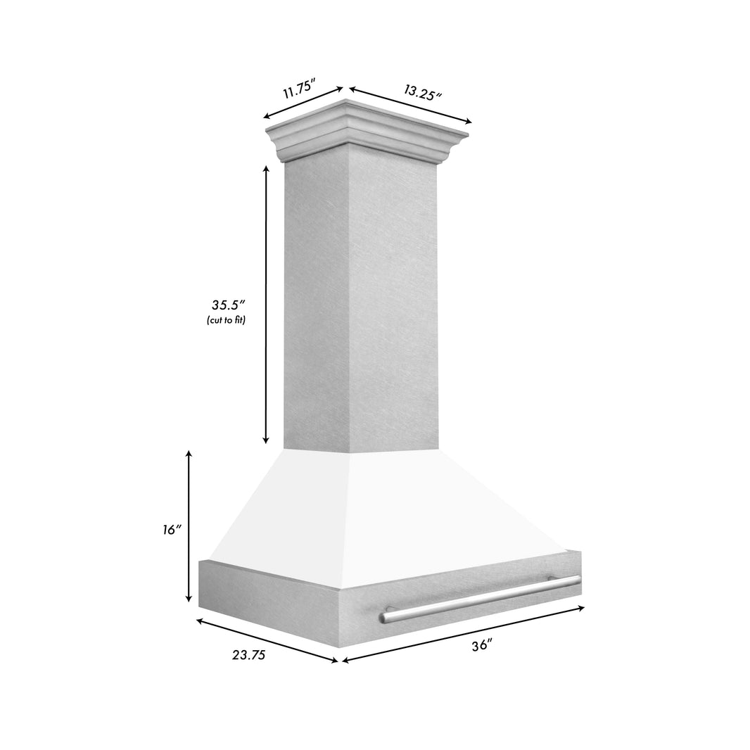 ZLINE 30-Inch Wall Mount Range Hood in DuraSnow® Stainless Steel with White Matte Shell (8654SNX-WM-30)