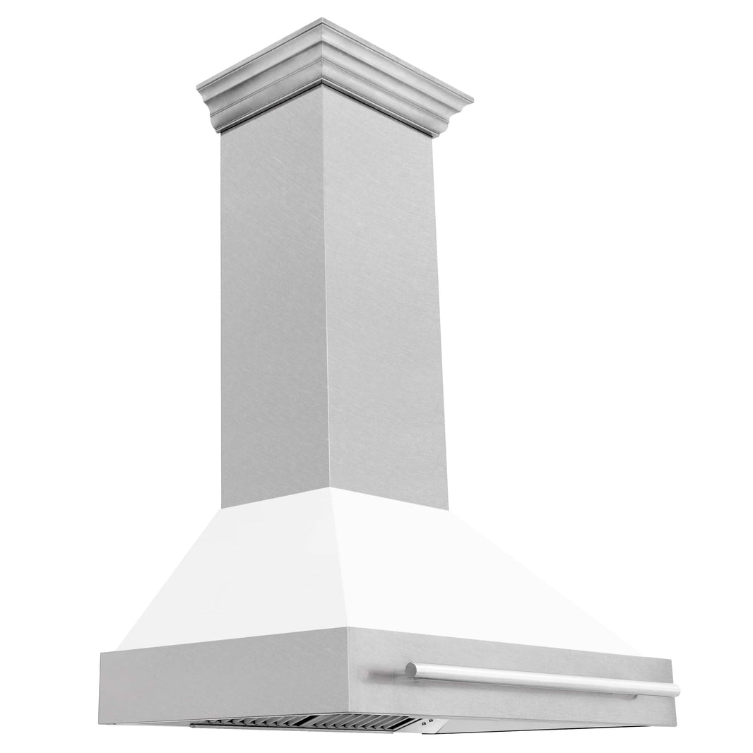 ZLINE 30-Inch Wall Mount Range Hood in DuraSnow® Stainless Steel with White Matte Shell (8654SNX-WM-30)