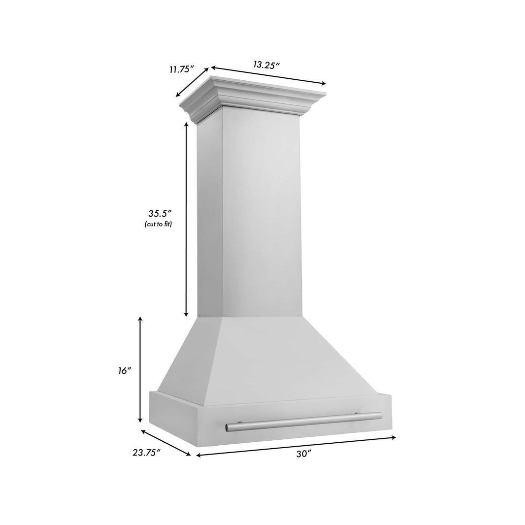 ZLINE 30-Inch Wall Mount Range Hood in Stainless Steel with Stainless Steel Handle (8654STX-30)