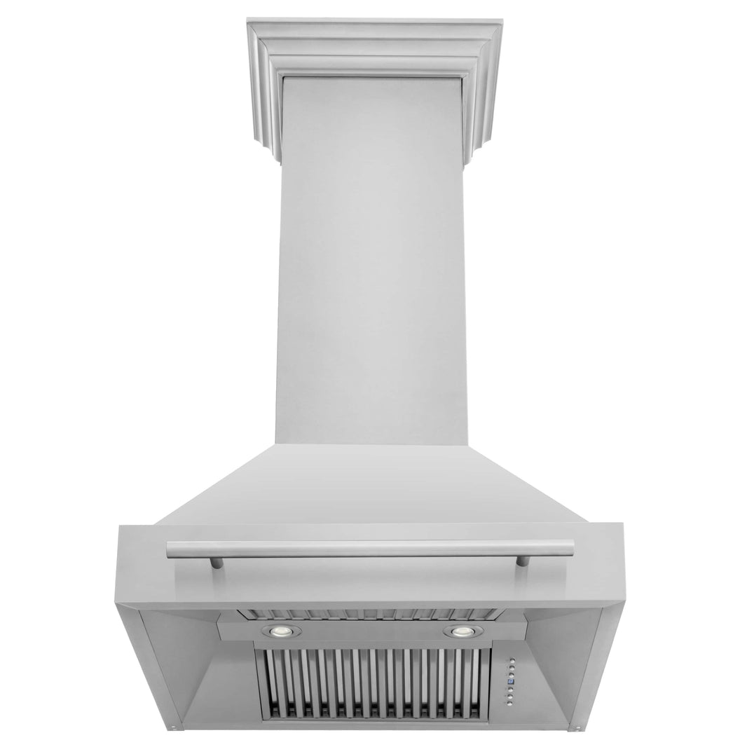 ZLINE 30-Inch Wall Mount Range Hood in Stainless Steel with Stainless Steel Handle (8654STX-30)