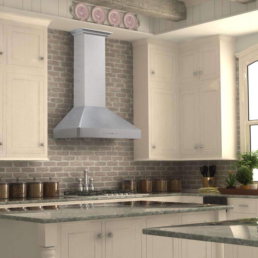 ZLINE 30-Inch Wall Mount Range Hood with Crown Molding in DuraSnow Stainless Steel (8KF2S-30)