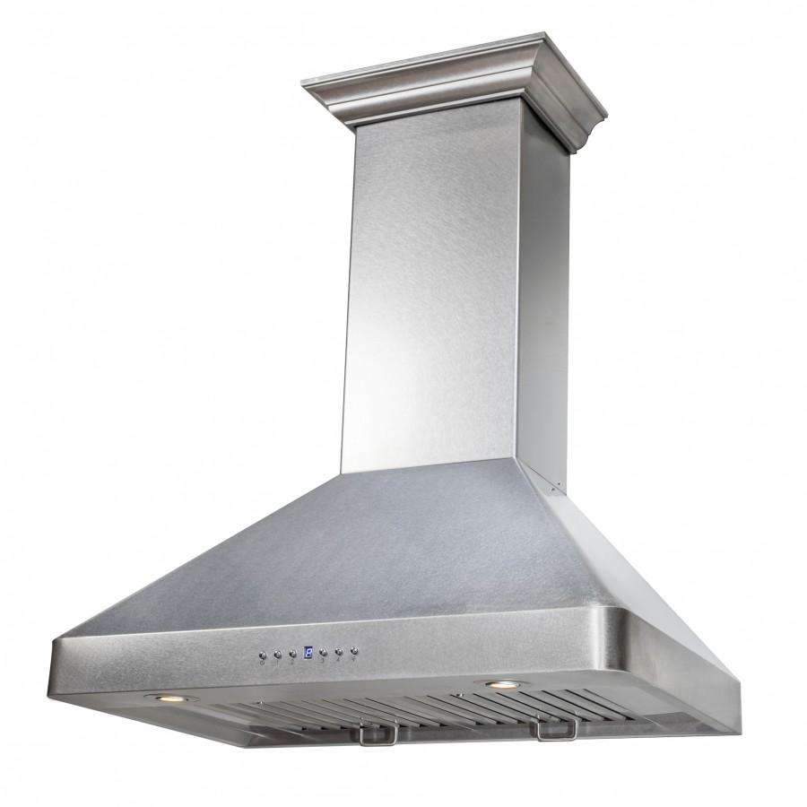 ZLINE 30-Inch Wall Mount Range Hood with Crown Molding in DuraSnow Stainless Steel (8KF2S-30)