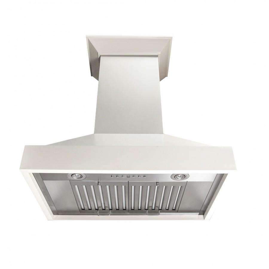 ZLINE 30-Inch Wooden Wall Mount Range Hood in White with Crown Molding (KBTT-30)