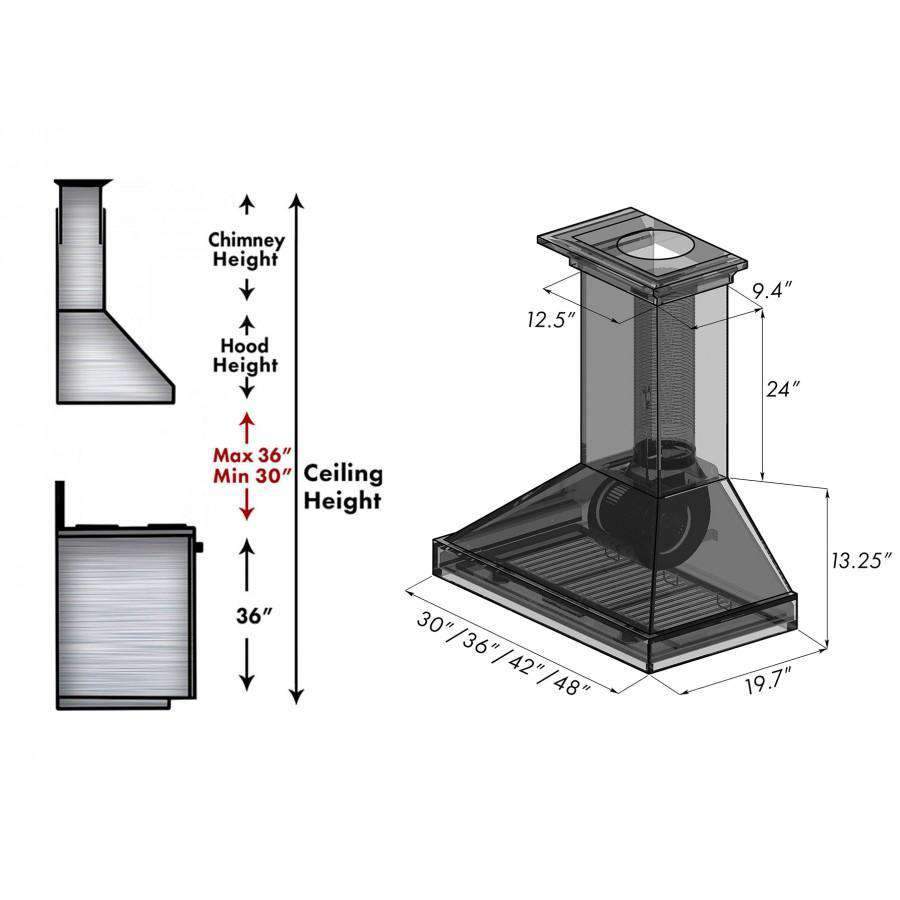 ZLINE 30-Inch Wooden Wall Range Hood with Crown Molding (KBRR-30)