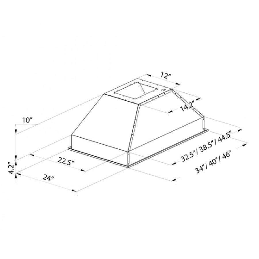 ZLINE 34-Inch Island Range Hood Insert in Stainless Steel with 700 CFM Motor - 24-Inch Depth (824i-34)