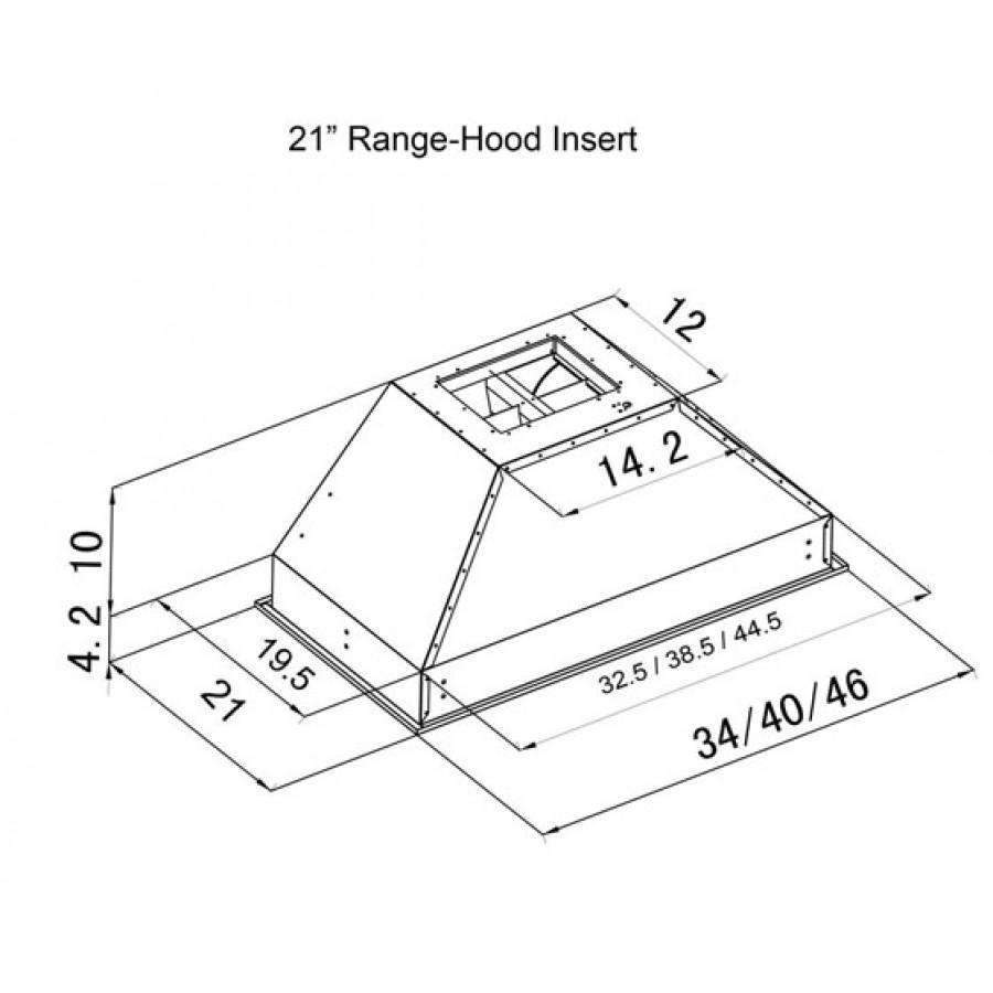 ZLINE 34” In/Outdoor Range Hood Insert in Stainless Steel - 21-Inch Depth (721-304-34)