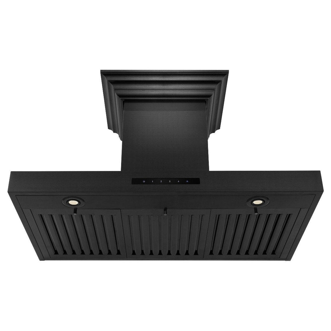 ZLINE 36-Inch Convertible Vent Wall Mount Range Hood in Black Stainless Steel with Crown Molding (BSKENCRN-36)