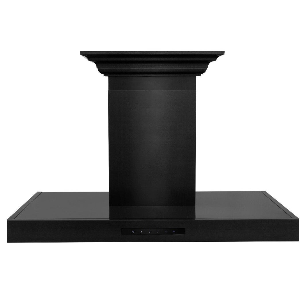 ZLINE 36-Inch Convertible Vent Wall Mount Range Hood in Black Stainless Steel with Crown Molding (BSKENCRN-36)