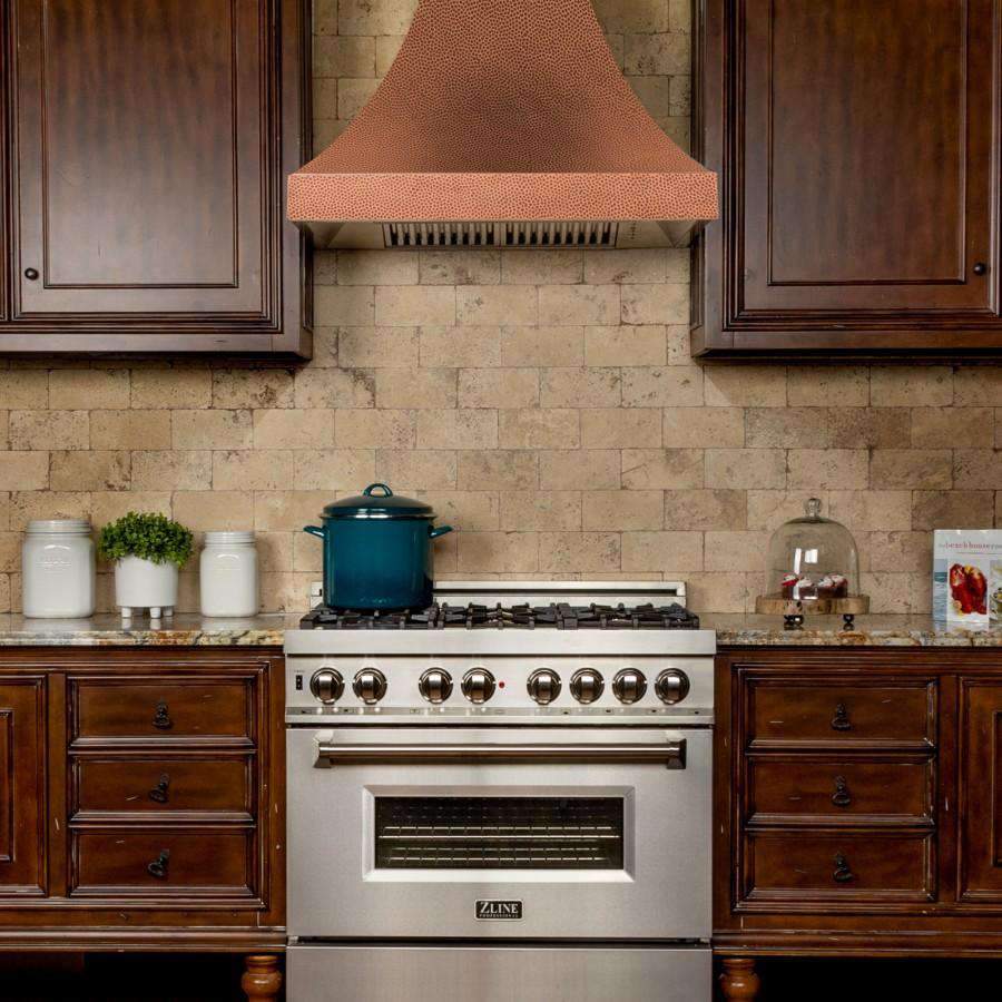 ZLINE 36-Inch Designer Series Hand-Hammered Copper Finish Wall Range Hood with 700 CFM Motor (8632H-36)