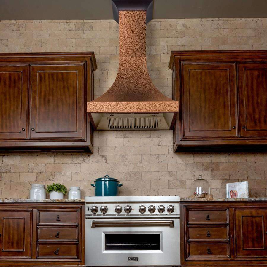 ZLINE 36-Inch Designer Series Hand-Hammered Copper Finish Wall Range Hood with 700 CFM Motor (8632H-36)