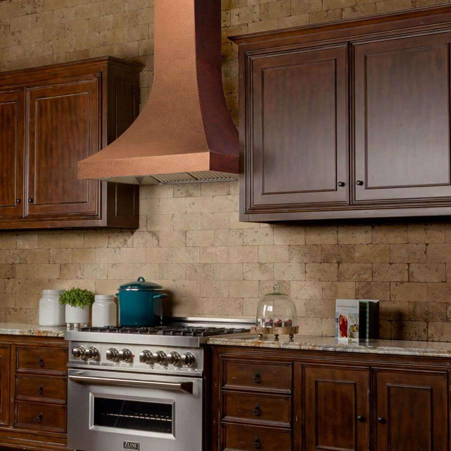 ZLINE 36-Inch Designer Series Hand-Hammered Copper Finish Wall Range Hood with 700 CFM Motor (8632H-36)