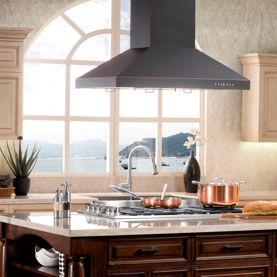 ZLINE 36-Inch Designer Series Oil-Rubbed Bronze Island Range Hood (8KL3iB-36)