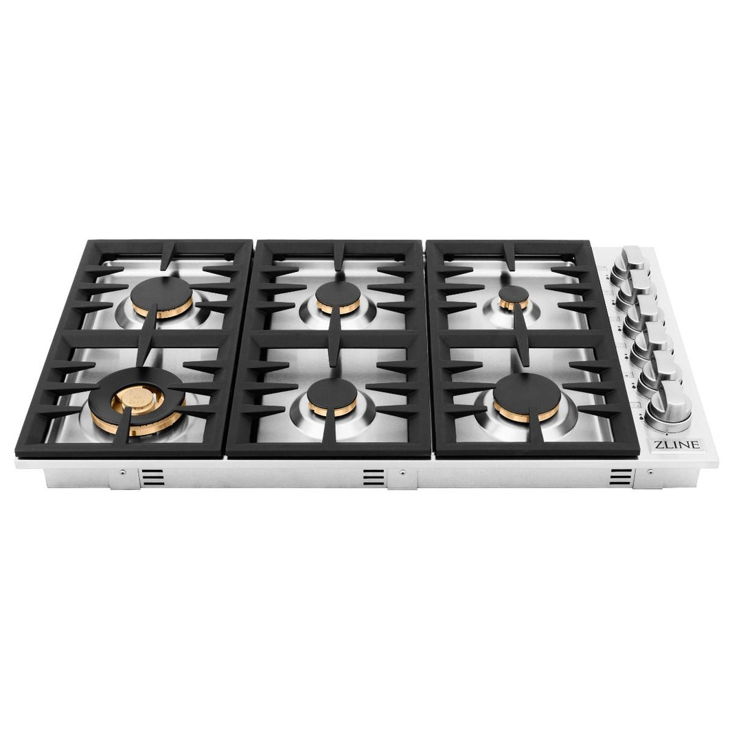 ZLINE 36-Inch Drop-in Gas Stovetop with 6 Gas Brass Burners (RC-BR-36)