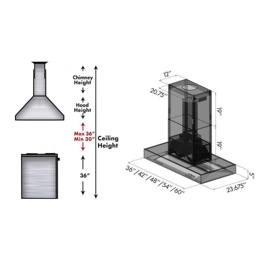 ZLINE 36-Inch Ducted Outdoor Island Mount Range Hood in Stainless Steel (KECOMi-304-36)