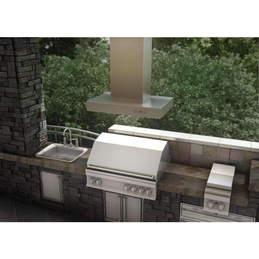 ZLINE 36-Inch Ducted Outdoor Island Mount Range Hood in Stainless Steel (KECOMi-304-36)