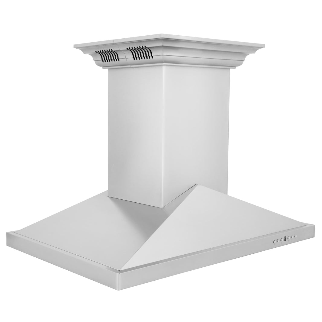 ZLINE 36-Inch Ducted Vent Island Mount Range Hood in Stainless Steel with Built-in CrownSoundBluetooth Speakers (GL1iCRN-BT-36)