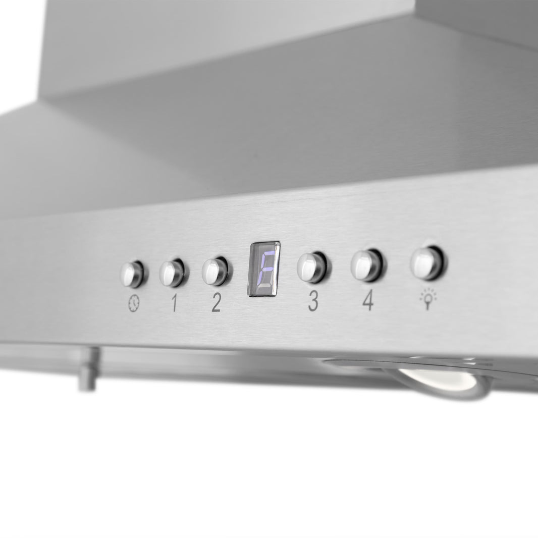 ZLINE 36-Inch Ducted Vent Island Mount Range Hood in Stainless Steel with Built-in CrownSoundBluetooth Speakers (GL2iCRN-BT-36)