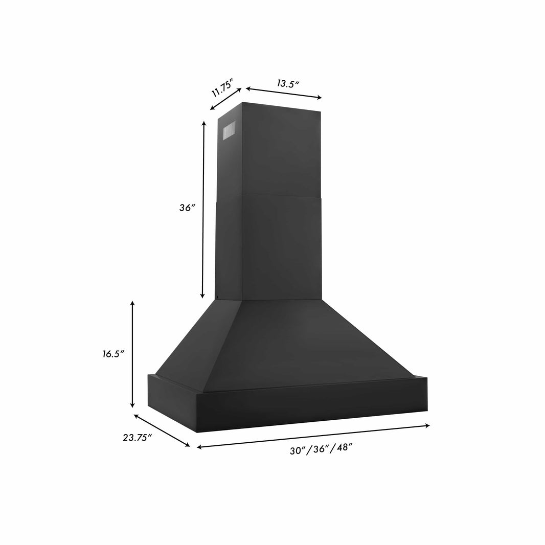 ZLINE 36-Inch Black Stainless Steel Wall Mount Range Hood with 700 CFM Motor (BS655N-36)