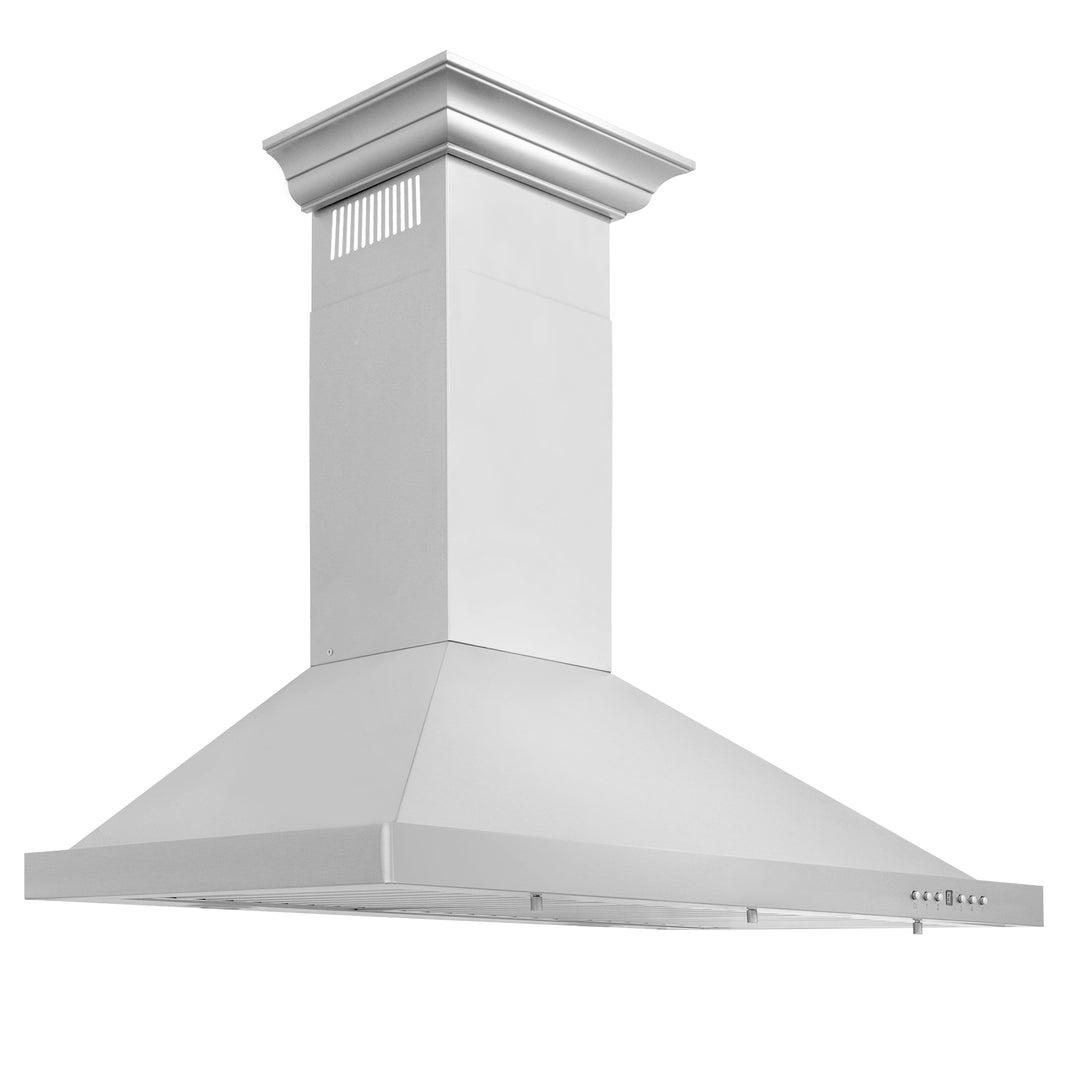 ZLINE 36-Inch Convertible Vent Wall Mount Range Hood in Stainless Steel with Crown Molding (KBCRN-36)