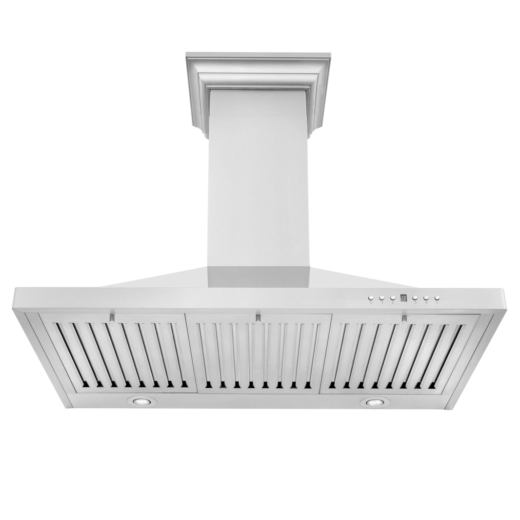 ZLINE 36-Inch Convertible Vent Wall Mount Range Hood in Stainless Steel with Crown Molding (KBCRN-36)