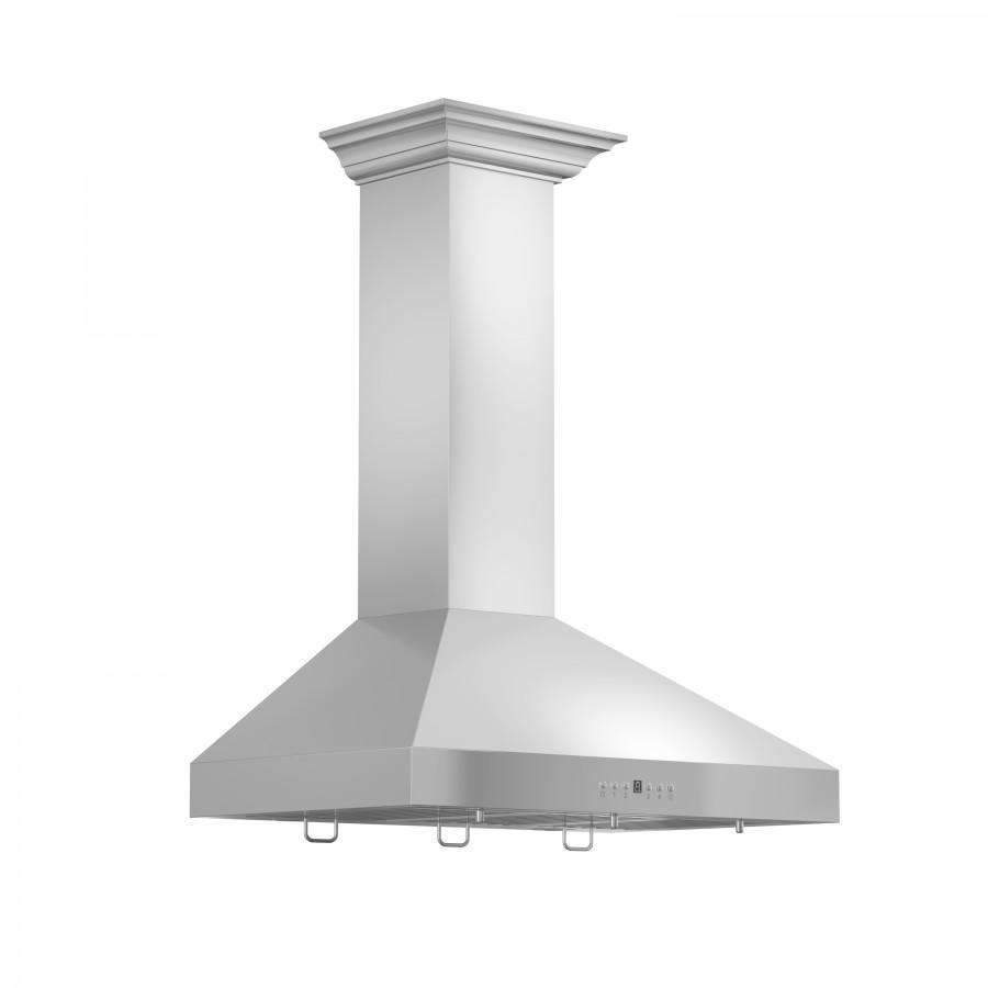 ZLINE 36-Inch Convertible Vent Wall Mount Range Hood in Stainless Steel with Crown Molding (KL3CRN-36)