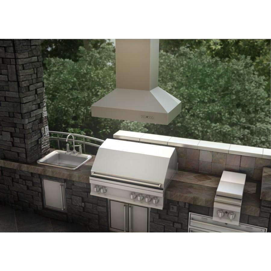 ZLINE 36-Inch Ducted Island Mount Range Hood in Outdoor Approved Stainless Steel (697i-304-36)