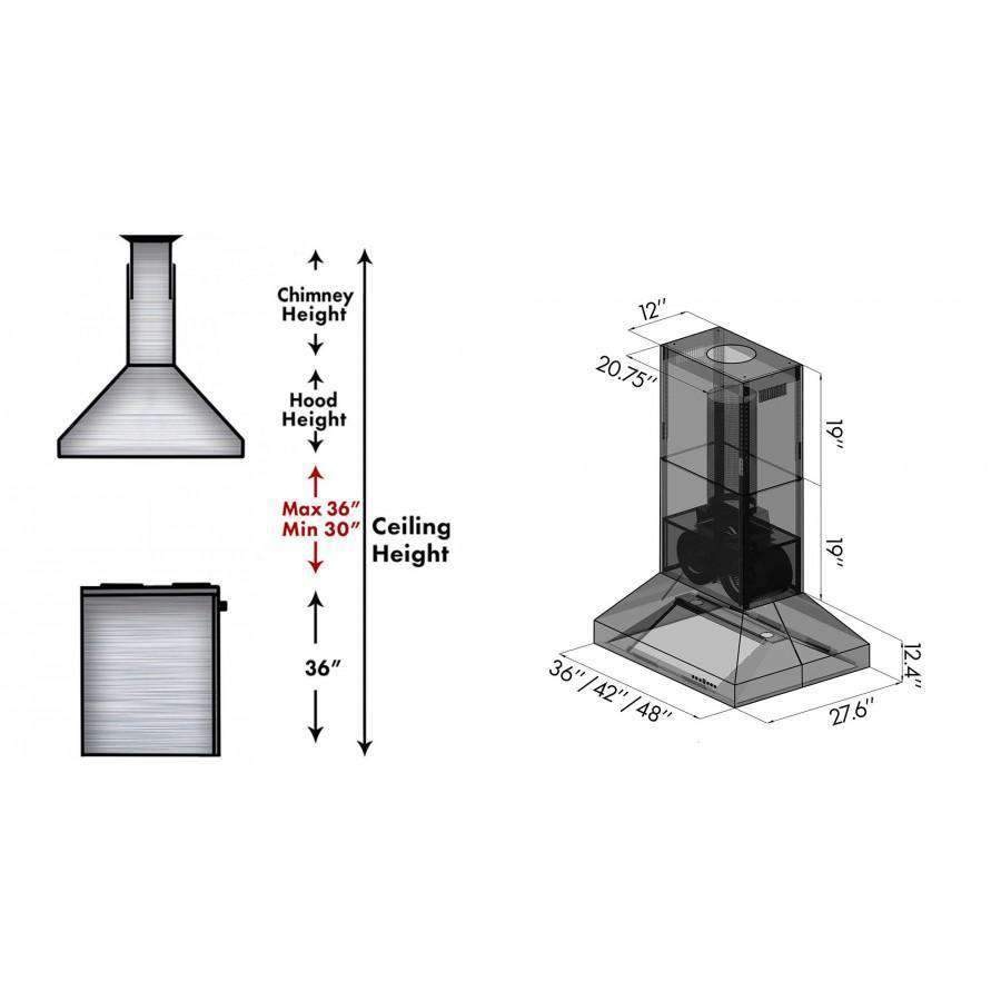 ZLINE 36-Inch Ducted Island Mount Range Hood in Outdoor Approved Stainless Steel (697i-304-36)