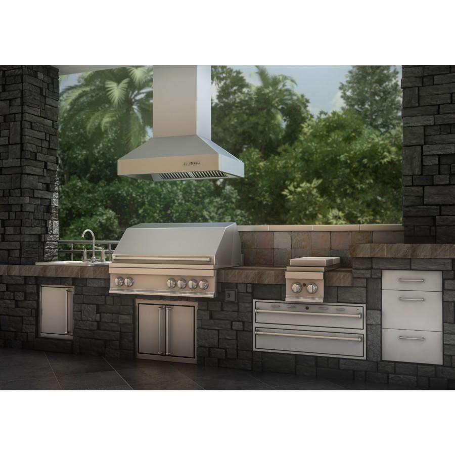 ZLINE 36-Inch Ducted Island Mount Range Hood in Outdoor Approved Stainless Steel (697i-304-36)