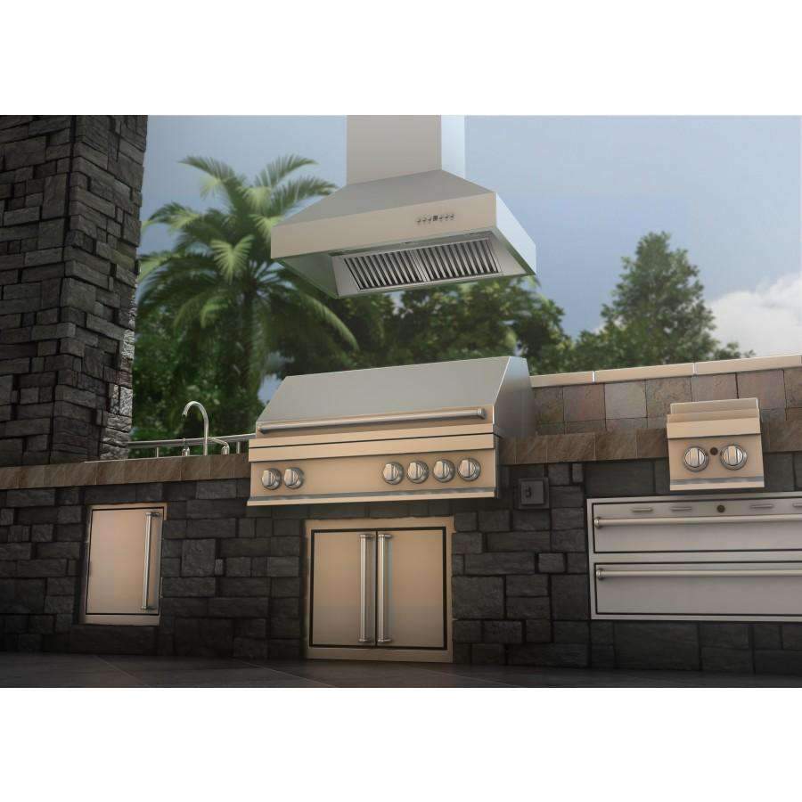 ZLINE 36-Inch Ducted Island Mount Range Hood in Outdoor Approved Stainless Steel (697i-304-36)