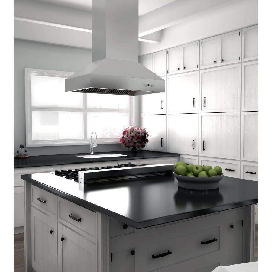 ZLINE 36-Inch Ducted Island Mount Range Hood in Outdoor Approved Stainless Steel (697i-304-36)