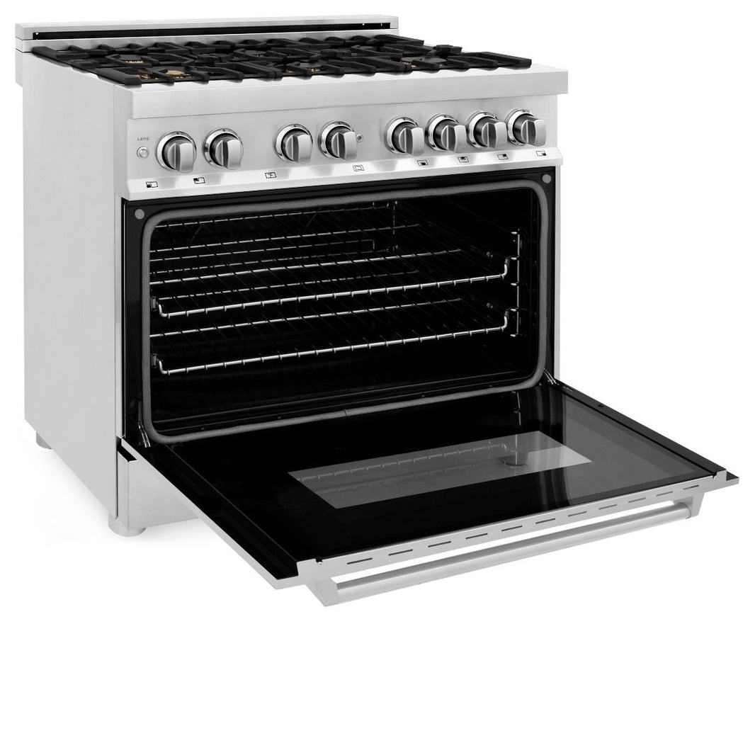 ZLINE 36-Inch Gas Burner and Electric Oven Range In Stainless Steel With Brass Burners (RA-BR-36)