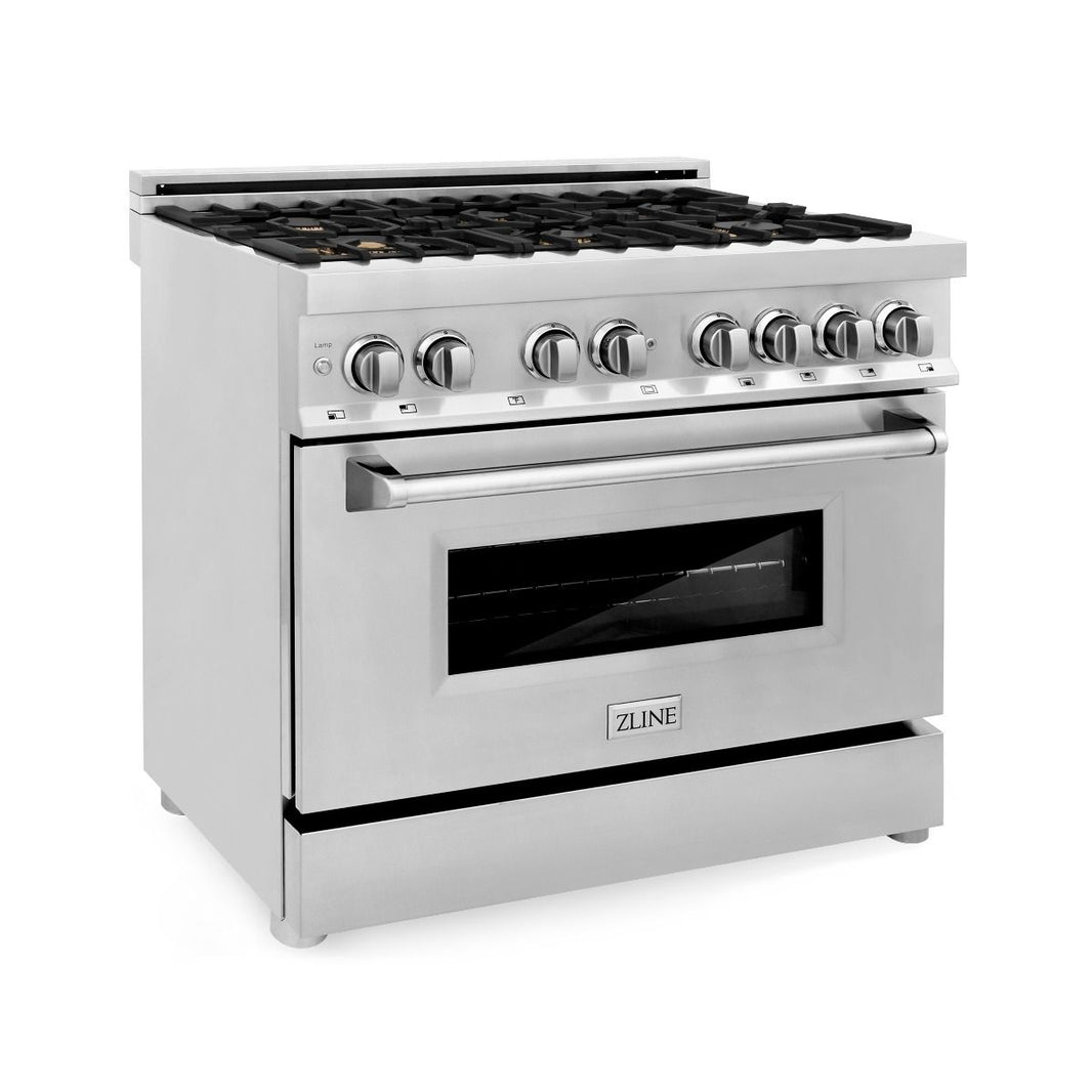 ZLINE 36-Inch Gas Burner and Electric Oven Range In Stainless Steel With Brass Burners (RA-BR-36)