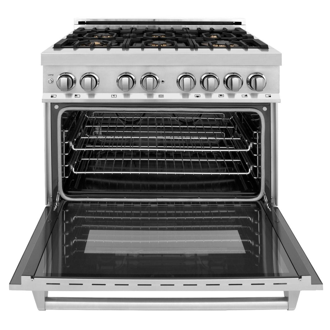 ZLINE 36-Inch Gas Burner and Electric Oven Range In Stainless Steel With Brass Burners (RA-BR-36)