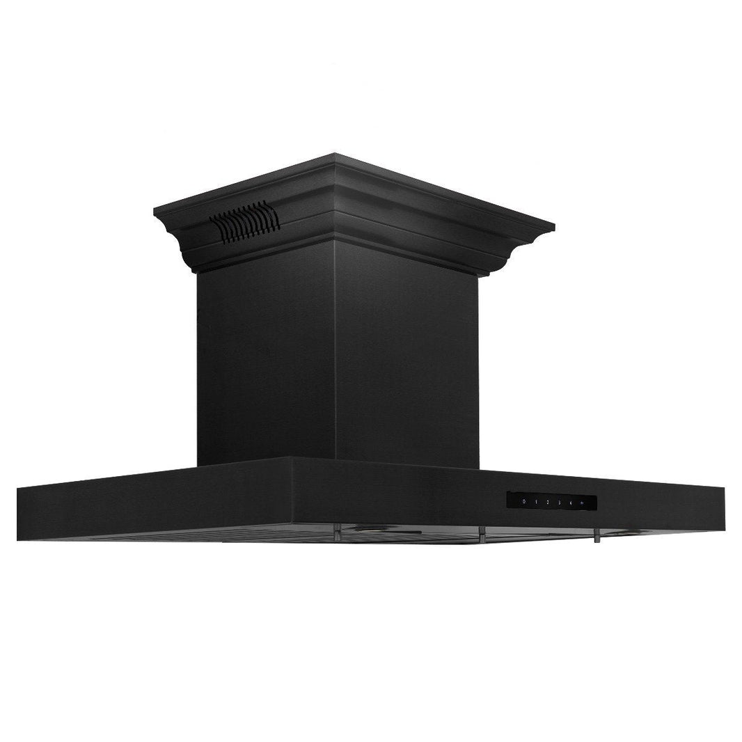 ZLINE 36-Inch Wall Mount Range Hood in Black Stainless Steel with Built-in CrownSound Bluetooth Speakers (BSKENCRN-BT-36)