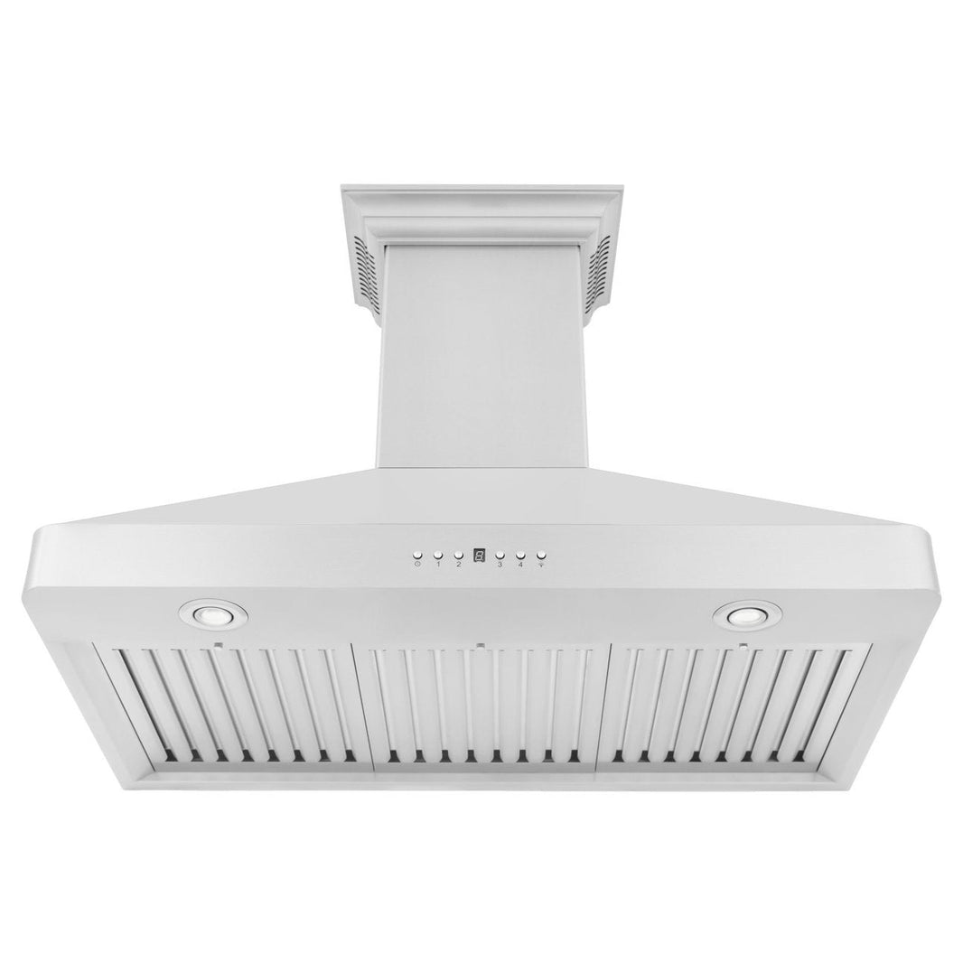 ZLINE 36-Inch Wall Mount Range Hood in Stainless Steel with Built-in CrownSound Bluetooth Speakers (KL2CRN-BT-36)