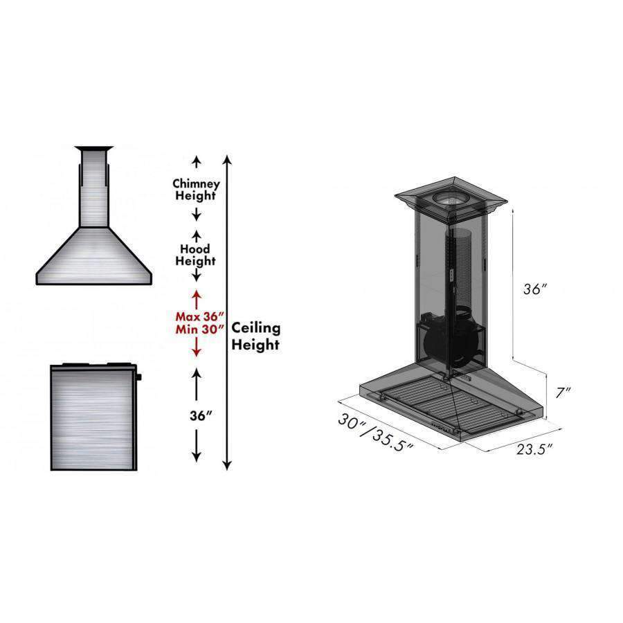 ZLINE 36-Inch Oil-Rubbed Bronze Island Range Hood (8GL2Bi-36)