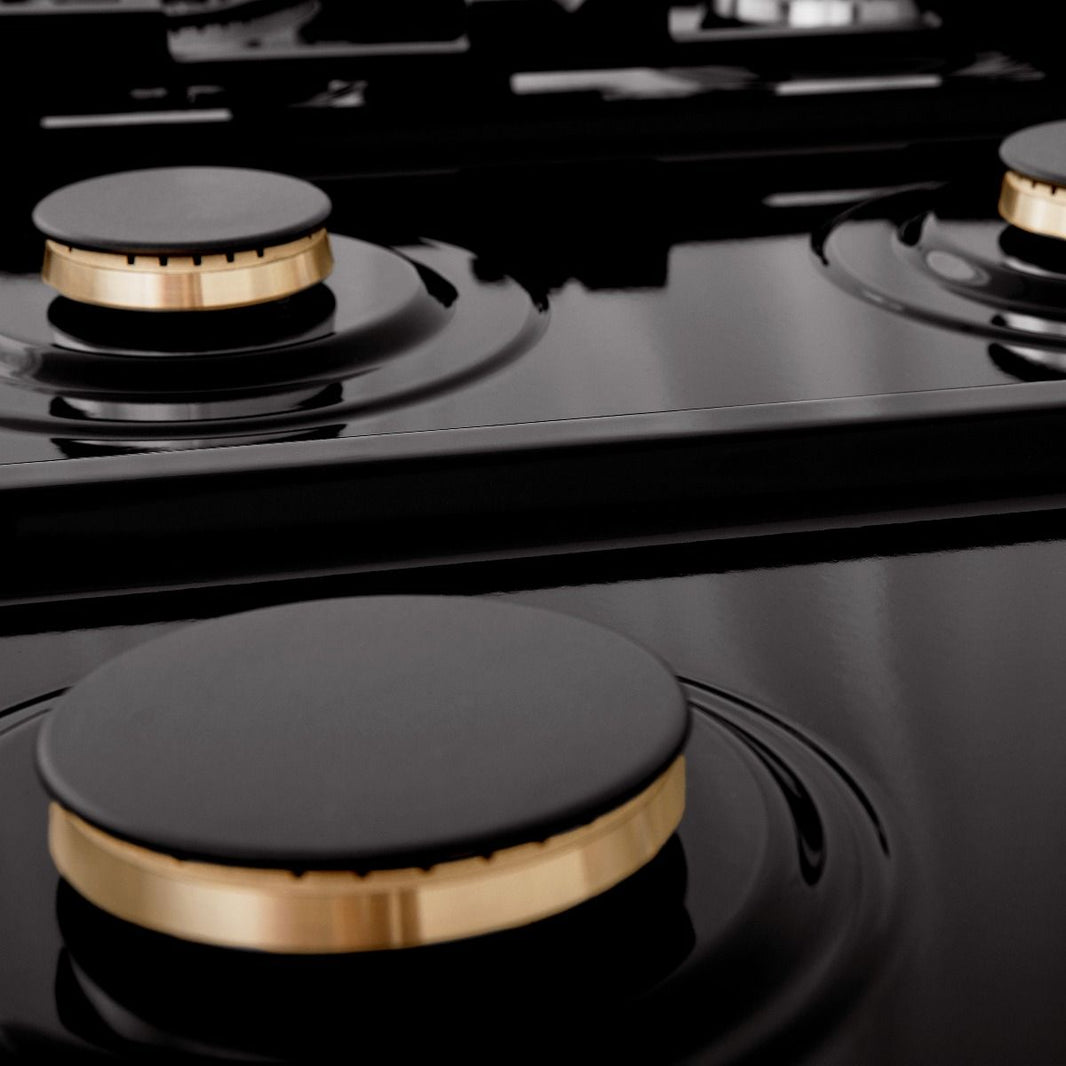 ZLINE 36" Porcelain Gas Stovetop in Black Stainless Steel with 6 Gas Brass Burners (RTB-BR-36)