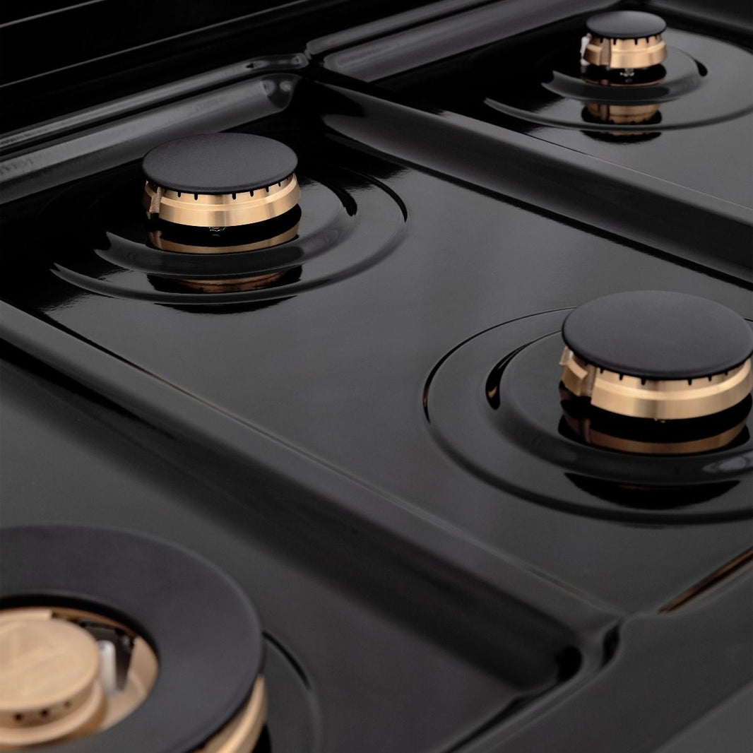 ZLINE 36" Porcelain Gas Stovetop in Black Stainless Steel with 6 Gas Brass Burners (RTB-BR-36)