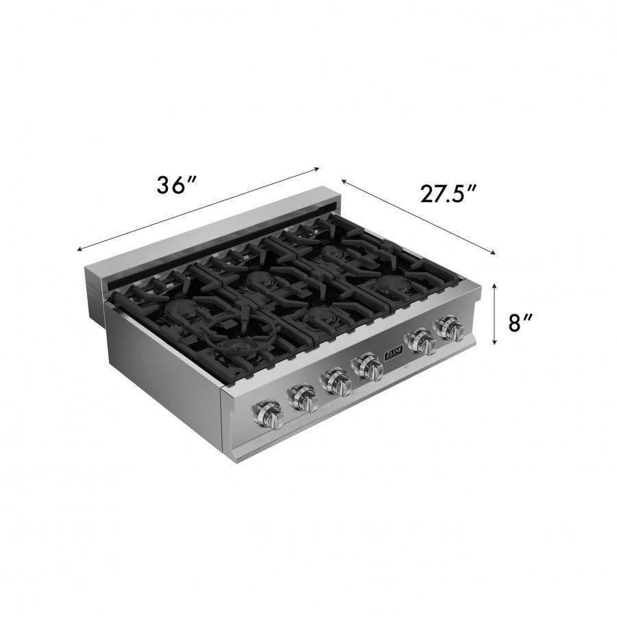 ZLINE 36" Porcelain Gas Stovetop with 6 Gas Burners (RT36)