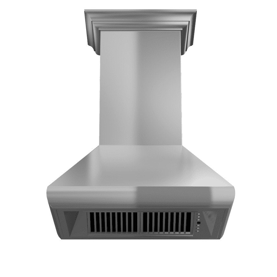 ZLINE 36-Inch Professional Convertible Vent Wall Mount Range Hood in Stainless Steel with Crown Molding (587CRN-36)