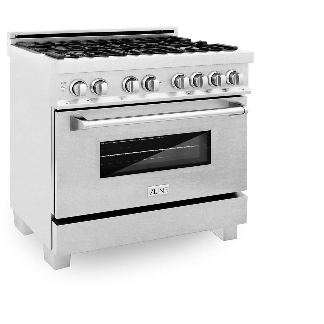 ZLINE 36-Inch Professional Dual Fuel Range in DuraSnow Stainless (RAS-SN-36)