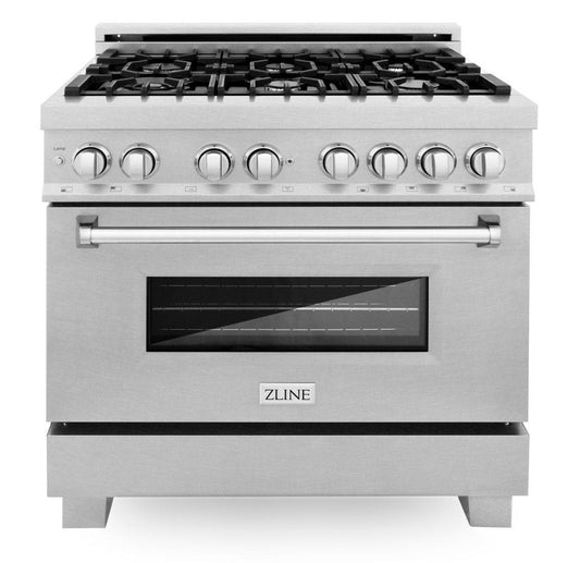 ZLINE 36-Inch Professional Dual Fuel Range in DuraSnow Stainless (RAS-SN-36)