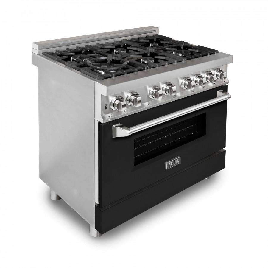 ZLINE 36-Inch Professional Dual Fuel Range with Black Matte Door (RA-BLM-36)