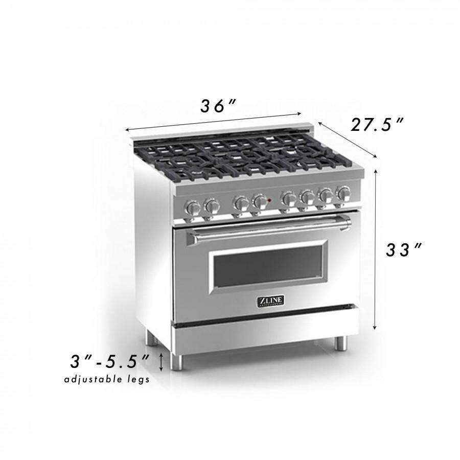 ZLINE 36-Inch Professional Dual Fuel Range with Black Matte Door (RA-BLM-36)